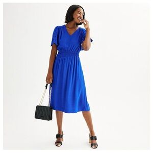 Draper James Embroidered flutter sleeve dress navy blue size XXL new